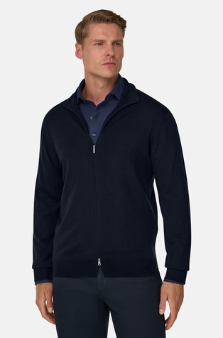 Full-Zip Jumper in Extrafine Merino Wool
