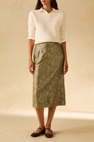 Fil coupé midi skirt with sequins
