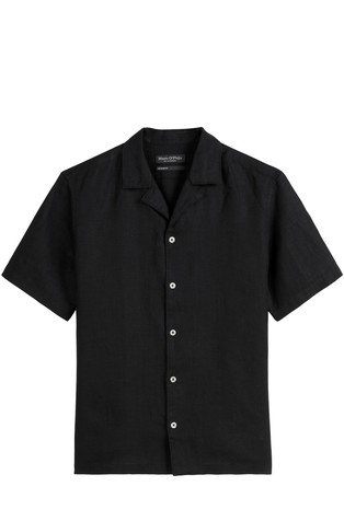 MARC O'POLO Regular fit lanena srajca s kratkimi rokavi Črna - Black 4
