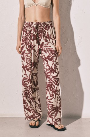 Viscose-blend printed trousers