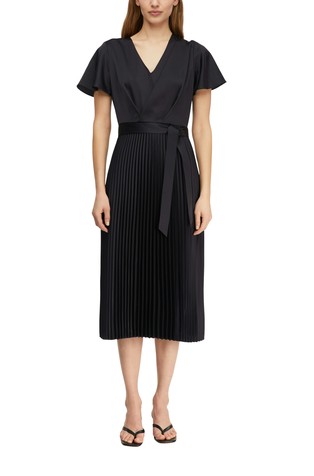 Satin dress with pleated skirt