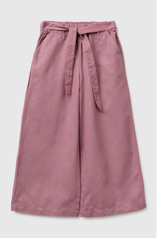 Široke hlače iz mešanice lana in bombaža