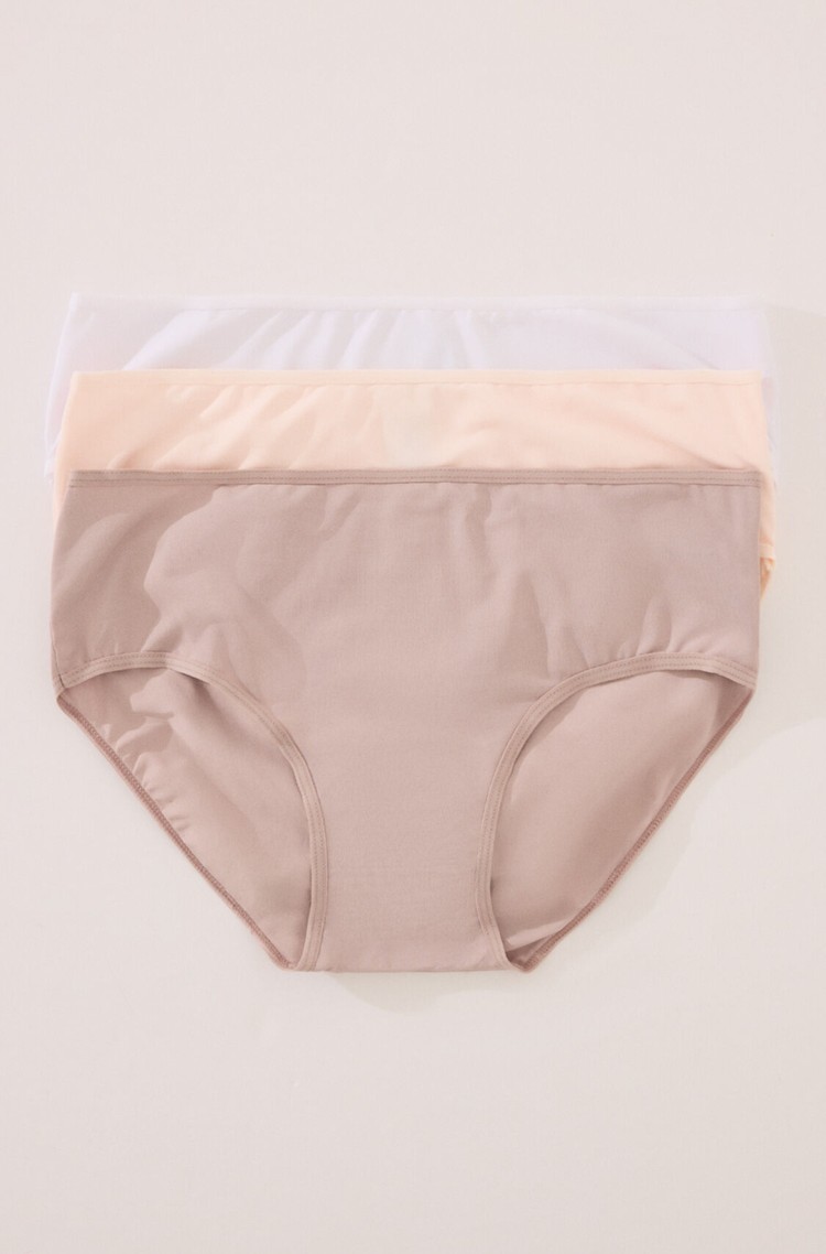 WOMEN'SECRET Paket 3 spodnjih hlačk iz mikrofibre s širokim stranskim delom Večbarvna - Multi 