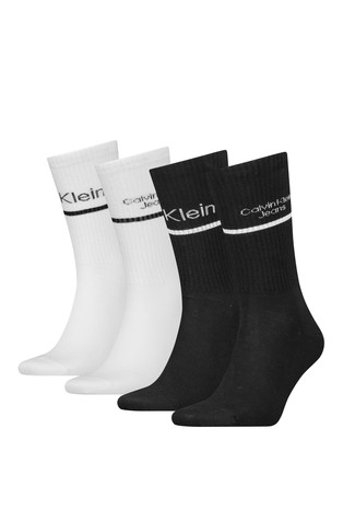 CALVIN KLEIN Paket 4 parov nogavic v darilni škatli Črna - Black/White 2