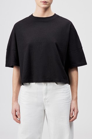 Majica s kratkimi rokavi iz lana in bombaža