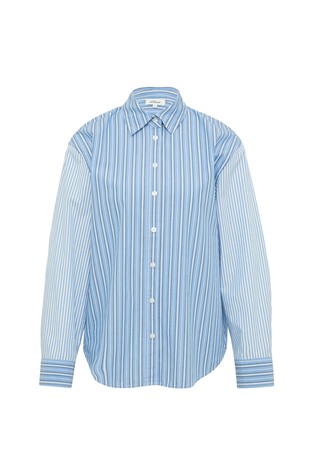S.OLIVER Poplin blouse in a relaxed fit with mixed stripes Blue 4