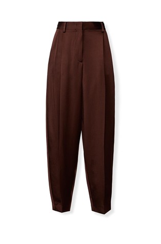 Pleated enver satin trousers