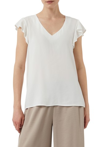 Viscose blouse with flounce sleeves