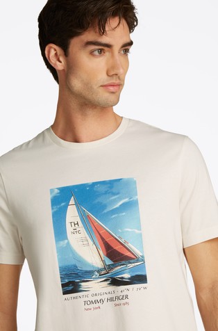 TOMMY HILFIGER Regular Fit T-shirt With Photo Print Light Beige 4