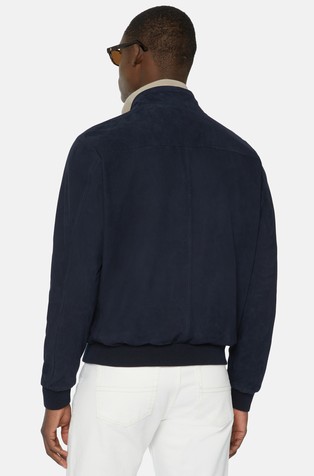 BOGGI MILANO Bomber Jacket in Genuine Suede Leather Blue 2