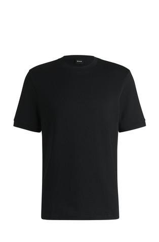 Regular-fit T-shirt in cotton-blend seersucker fabric