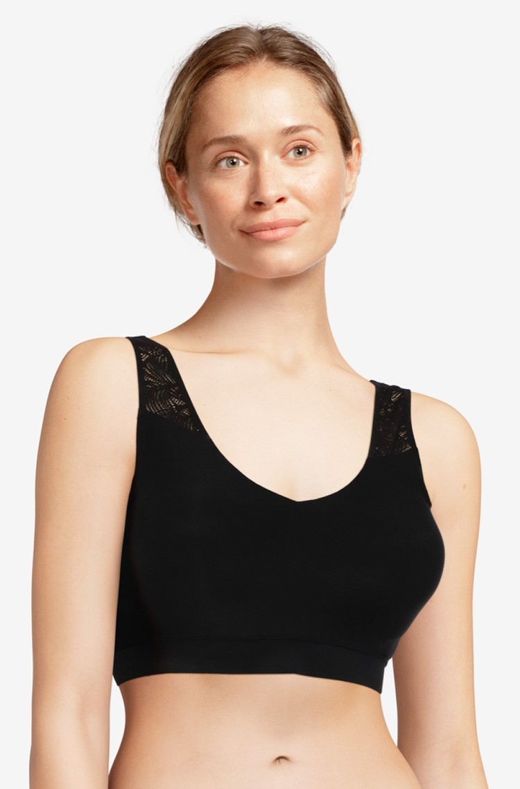 CHANTELLE SoftStretch Padded Top with Lace Pure Black 