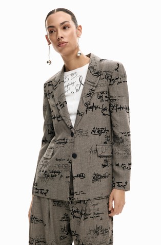 Suknjič s karirastim vzorcem in napisi