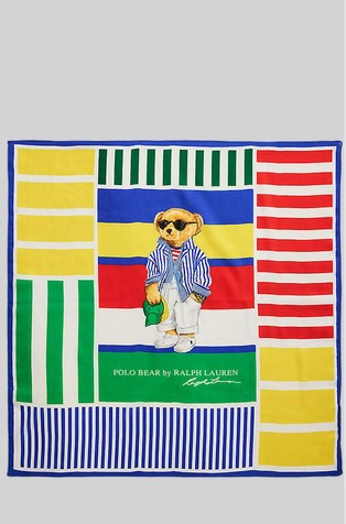 Polo Bear Striped Square Scarf