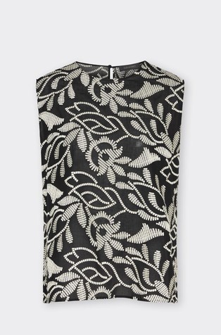 Cotton top with contrast embroideries