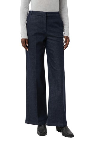 Clean dark denim with a wide leg