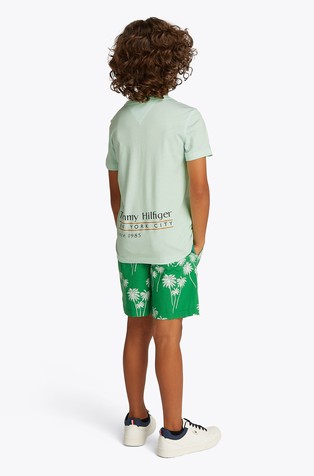 TOMMY HILFIGER Fun Flag regular fit majica s potiskom spredaj in zadaj Zelena - Green 2