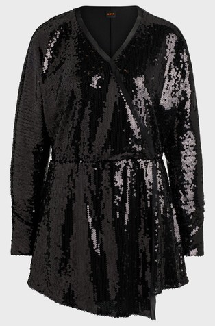 HUGO BOSS Sequinned jumpsuit with wrap front Black 4