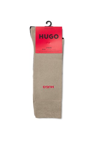 HUGO BOSS Two of cotton-blend socks with logo Brown / Black 3
