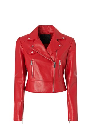 Cropped nappa leather biker-style jacket