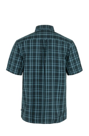 FJALLRAVEN Övik Lite karirasta srajca s kratkimi rokavi Modra - Dark Navy / Dawn Blue 2