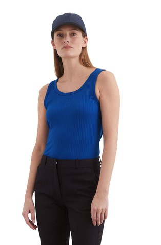 Ribbed jersey top in cotton blend