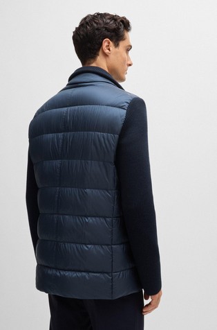 HUGO BOSS Hibridna slim fit jakna s pletenim vstavkom Modra - Blue 2