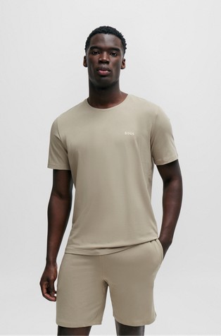 Stretch-cotton T-shirt with embroidered logo