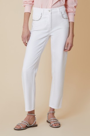 Regular fit jeans hlače z okrasnimi kamenčki