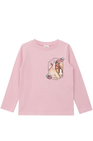 Cotton T-shirt with print and sequins