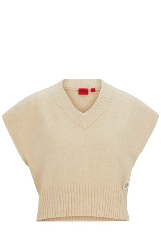 Knitted V-neck top in a cotton blend