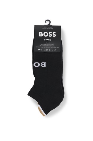 HUGO BOSS Paket 2 parov logo nizkih nogavic iz bombažne mešanice Črna - Black 3