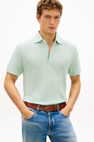 Polo majica s kratkimi rokavi iz bombaža in lana