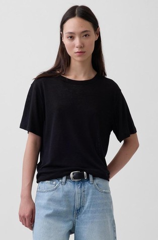 Ženska relaxed fit majica iz lanene mešanice