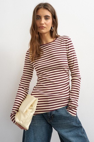 TSRONJA rib striped top