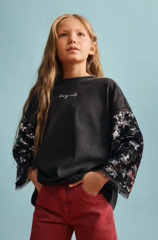 3/4 sleeve sequined T-shirt