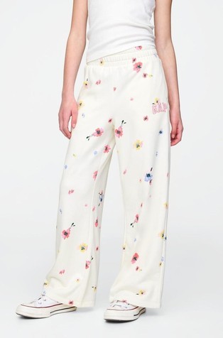 GAP Gap logo spodnji del trenirke za deklice Bela - Floral Print 2