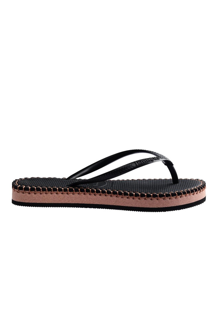 HAVAIANAS Loop Slim japonke s platformo Črna - Black 