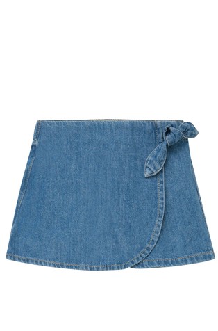 Denim kratke hlače s poklopcem spredaj in elastičnim pasom