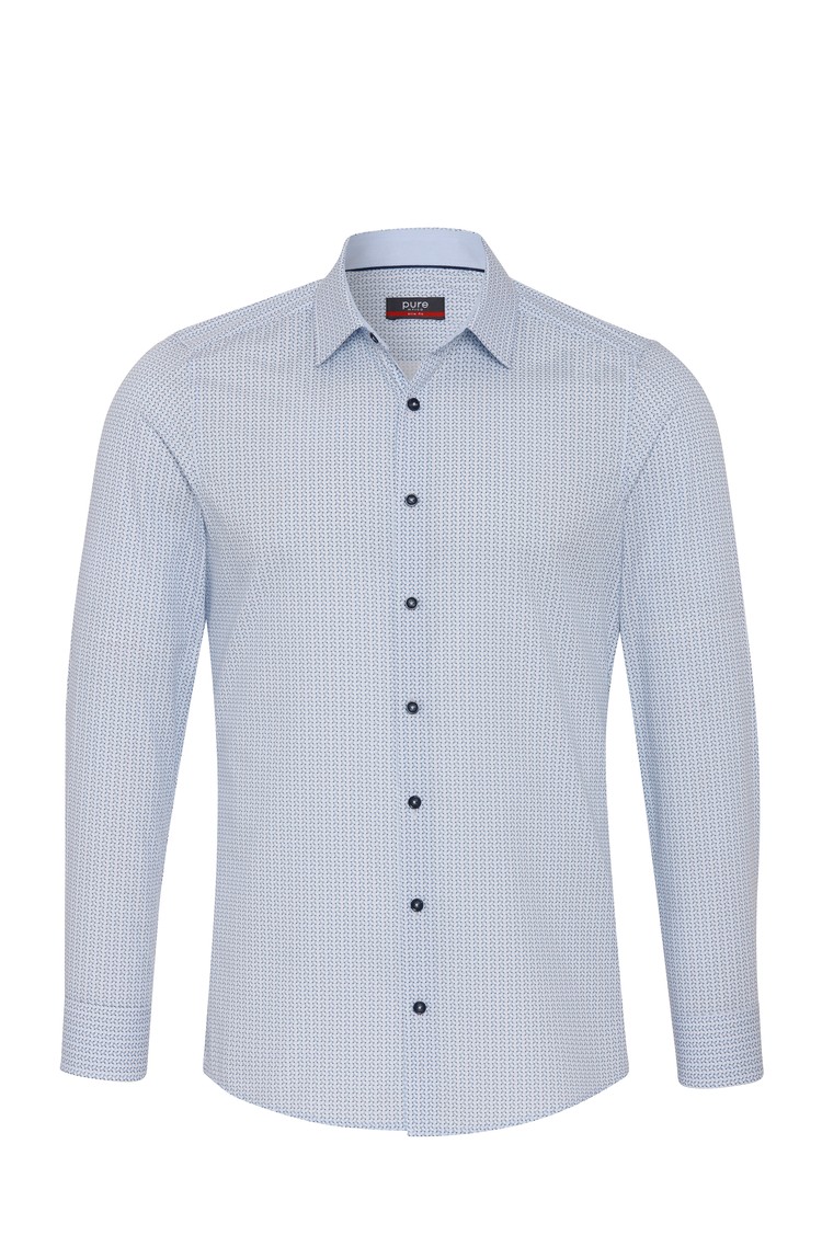 PURE H.TICO Slim fit City vzorčasta srajca z dolgimi rokavi Modra - Light Blue 