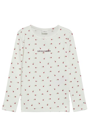 Slim fit majica z dolgimi rokavi in cvetličnim vzorcem