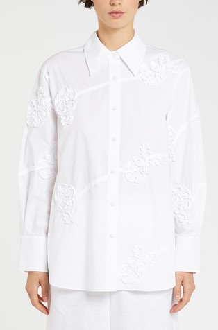 Cotton shirt with floral applications