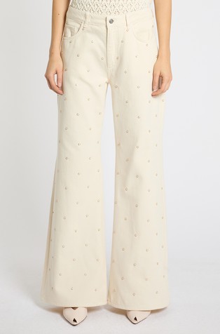 Flared jeans with rhinestones