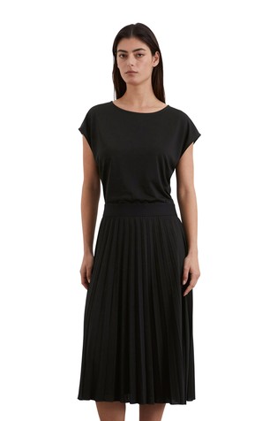 Jersey obleka s plisiranim krilom
