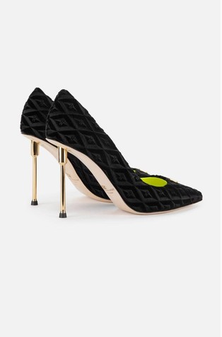 ELISABETTA FRANCHI Salonarji iz teksturiranega pliša Črna - Black 3