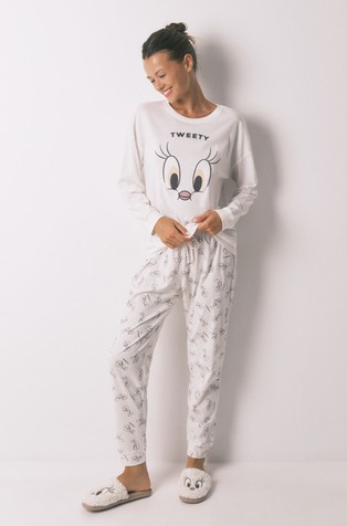 Ptiček Tweety bombažna pižama z dolgimi rokavi