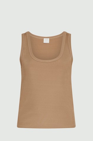 Monochrome ribbed viscose top