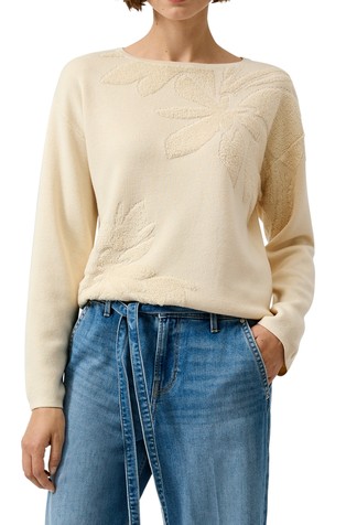 Sweater with decorative knit floral pattern