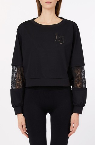 Pulover s čipkastimi vstavki