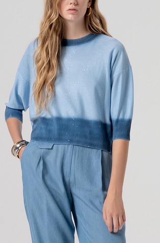 Knitwear with glitter in viscose-blend